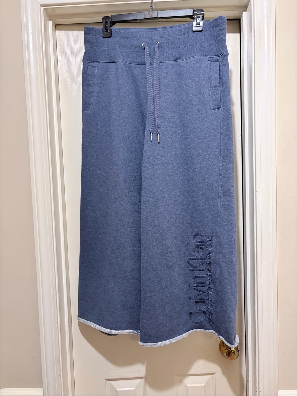 Calvin Klein Performance Slate Blue Wide-Leg Drawstring Pants